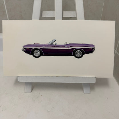 1970 Dodge Challenger Hemi Convertible Muscle Car Illustration Art Drawing