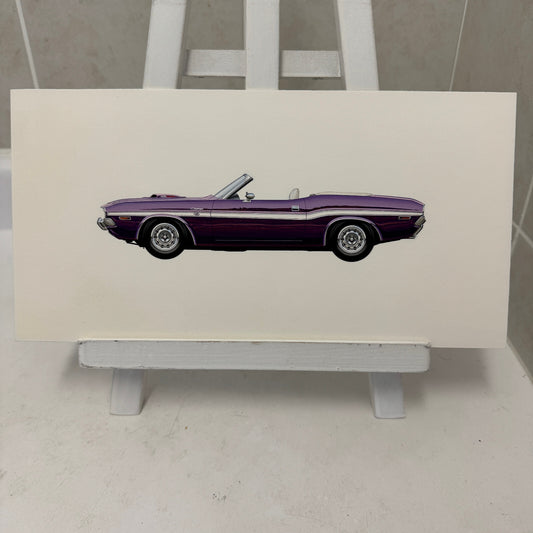 1970 Dodge Challenger Hemi Convertible Muscle Car Illustration Art Drawing
