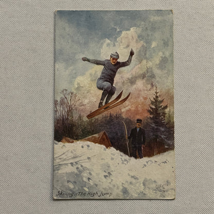 Tucks Postcard High Jump Skiing Antique Vintage Gilette