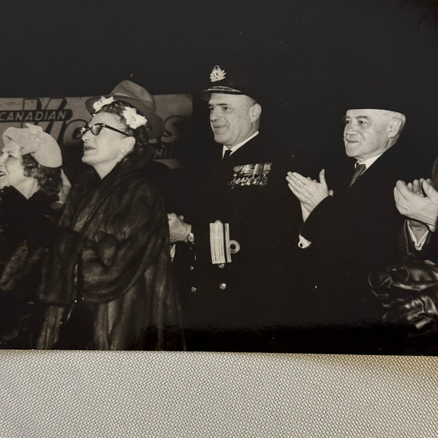Vintage Canadian Navy Officials Military Press Photo Photograph French 1954