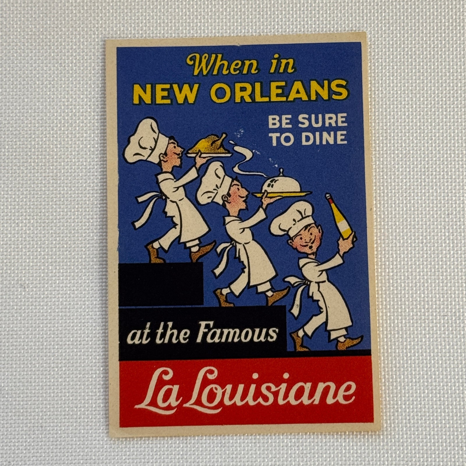 Vintage Travel Tourist Label New Orleans Louisiana Restaurant La Louisiane