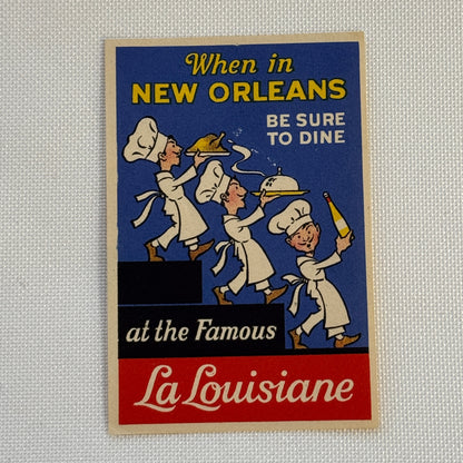 Vintage Travel Tourist Label New Orleans Louisiana Restaurant La Louisiane