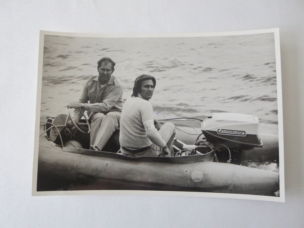 Vintage 1972 Photograph Photo Grand Prix Driver Carlos Reutemann Boat Evinrude