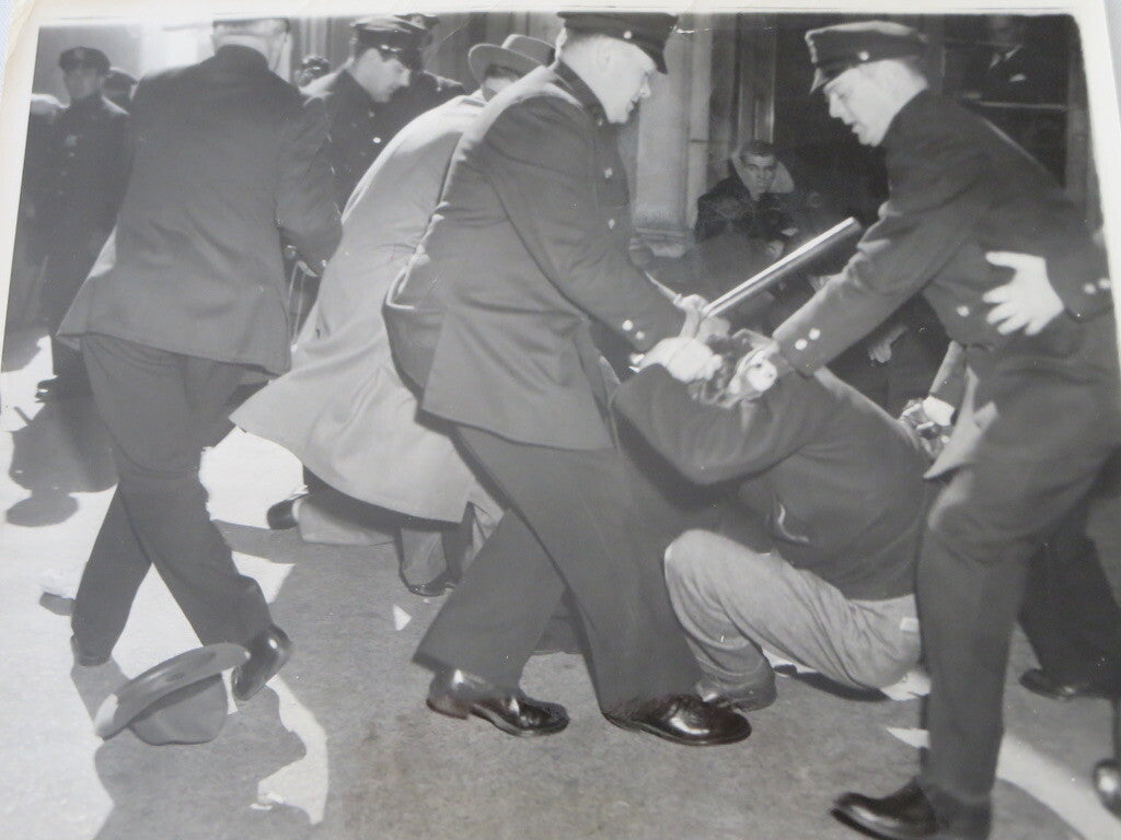 1948 Press Photo Photograph Police Beat Protesters New York Stock Exchange