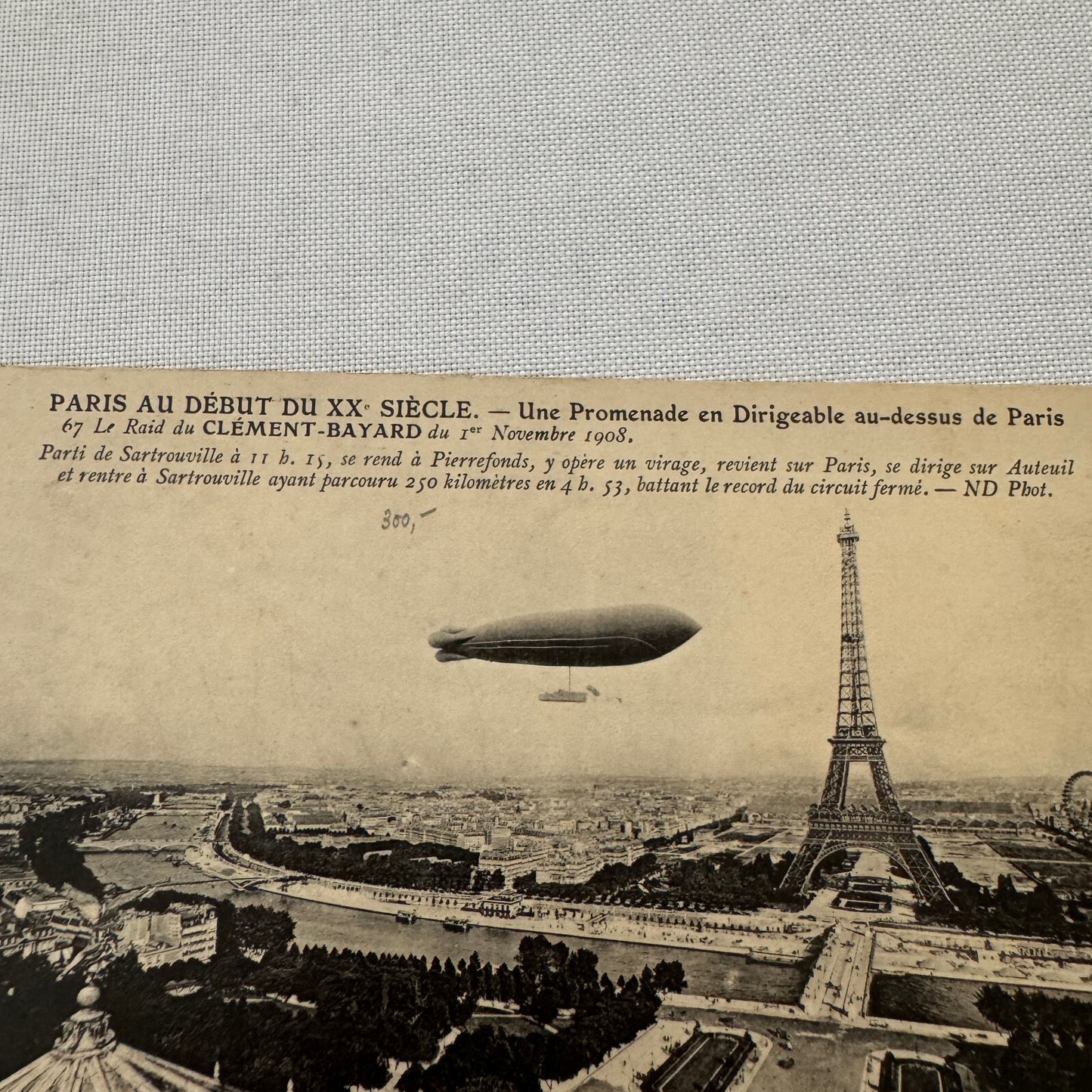 Vintage Zeppelin Airship Dirigible Postcard Post Card Paris Clement Bayard