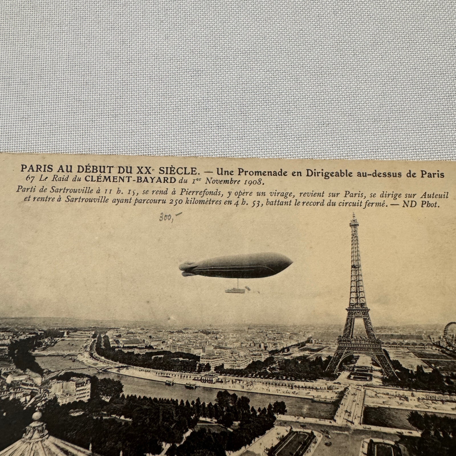 Vintage Zeppelin Airship Dirigible Postcard Post Card Paris Clement Bayard