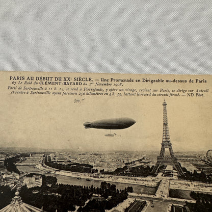 Vintage Zeppelin Airship Dirigible Postcard Post Card Paris Clement Bayard