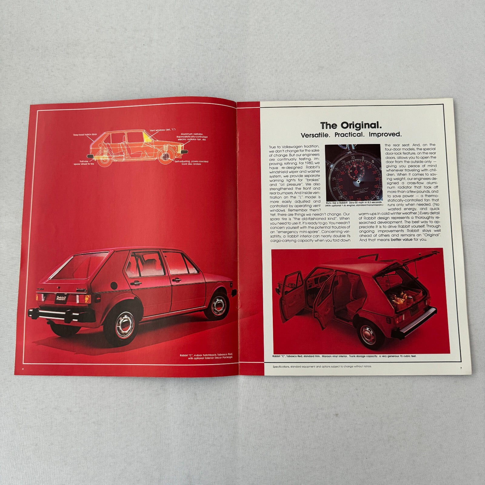 1980 Volkswagen VW Rabbit Car Sales Brochure Catalog Coupe Sedan Convertible