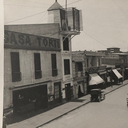 Vintage Street Scene Photo Photograph Spanish Shops Cars People South America ? 