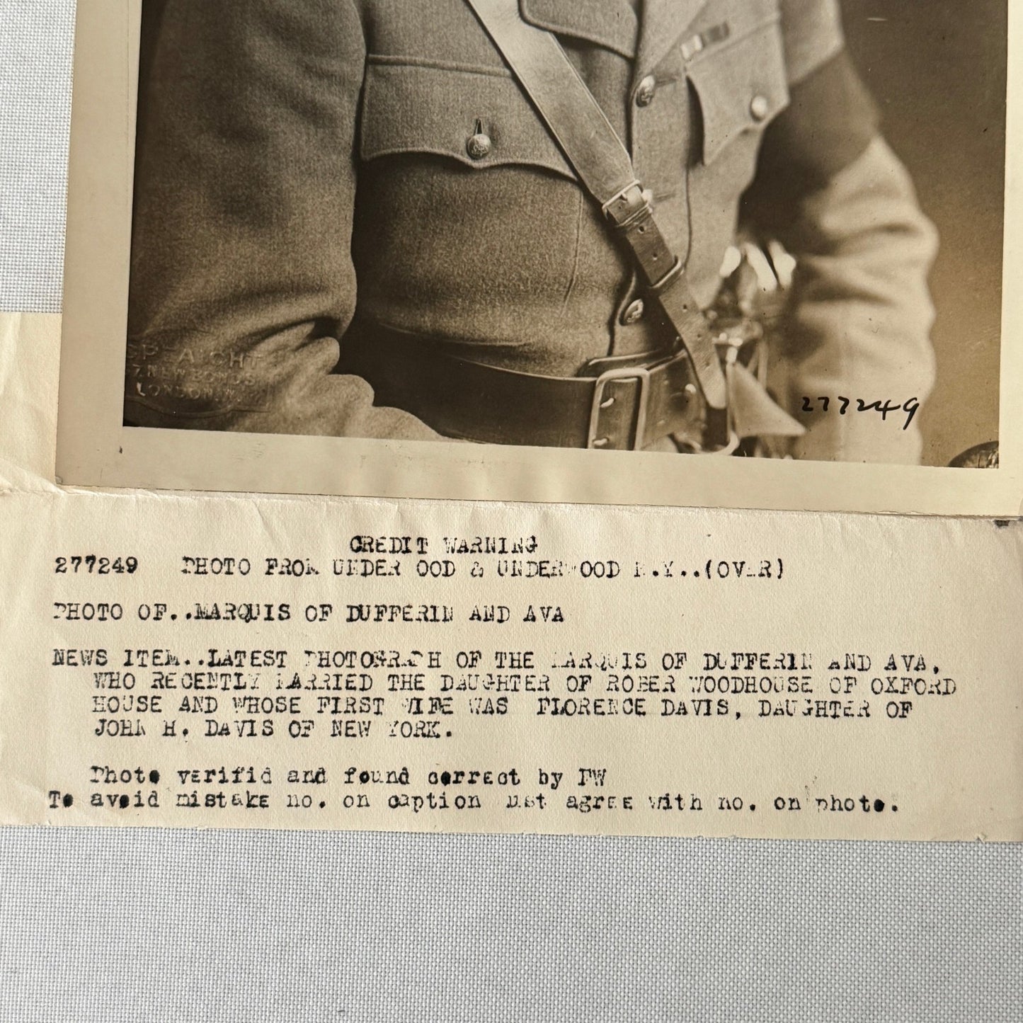 British Noble Marquis of Dufferin and Ava Underwood Press Photograph Photo