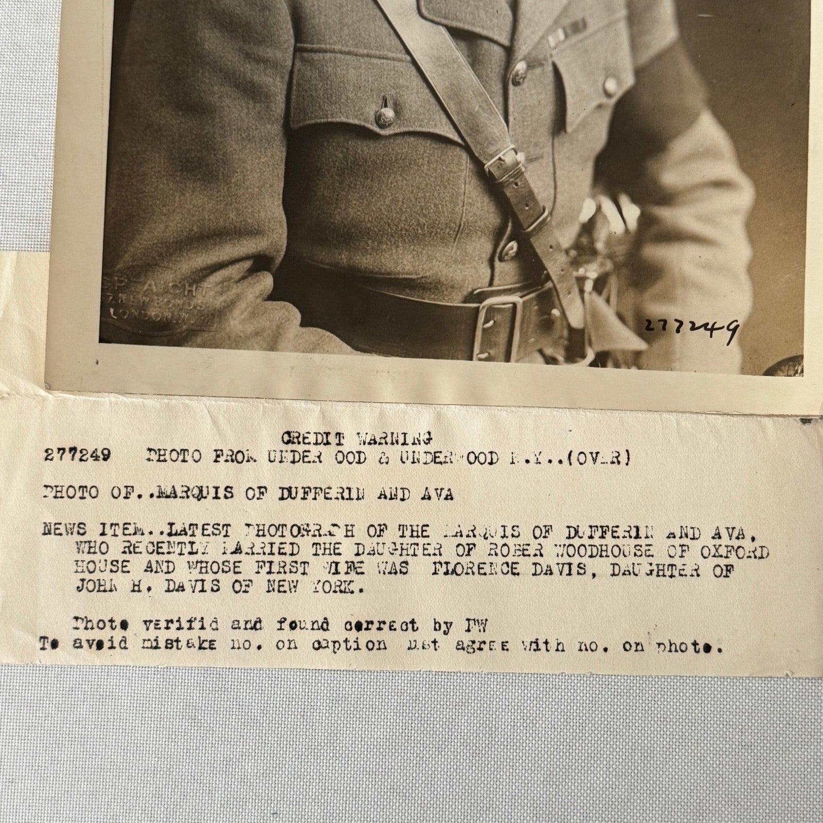British Noble Marquis of Dufferin and Ava Underwood Press Photograph Photo
