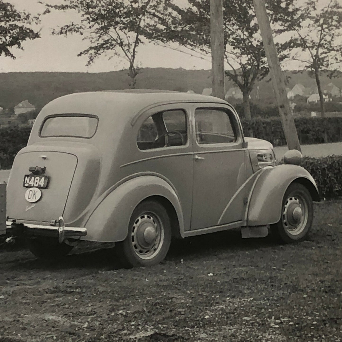 Vintage Ford Anglia Car with Trailer Photo Photograph Lot of 2 - Denmark ?