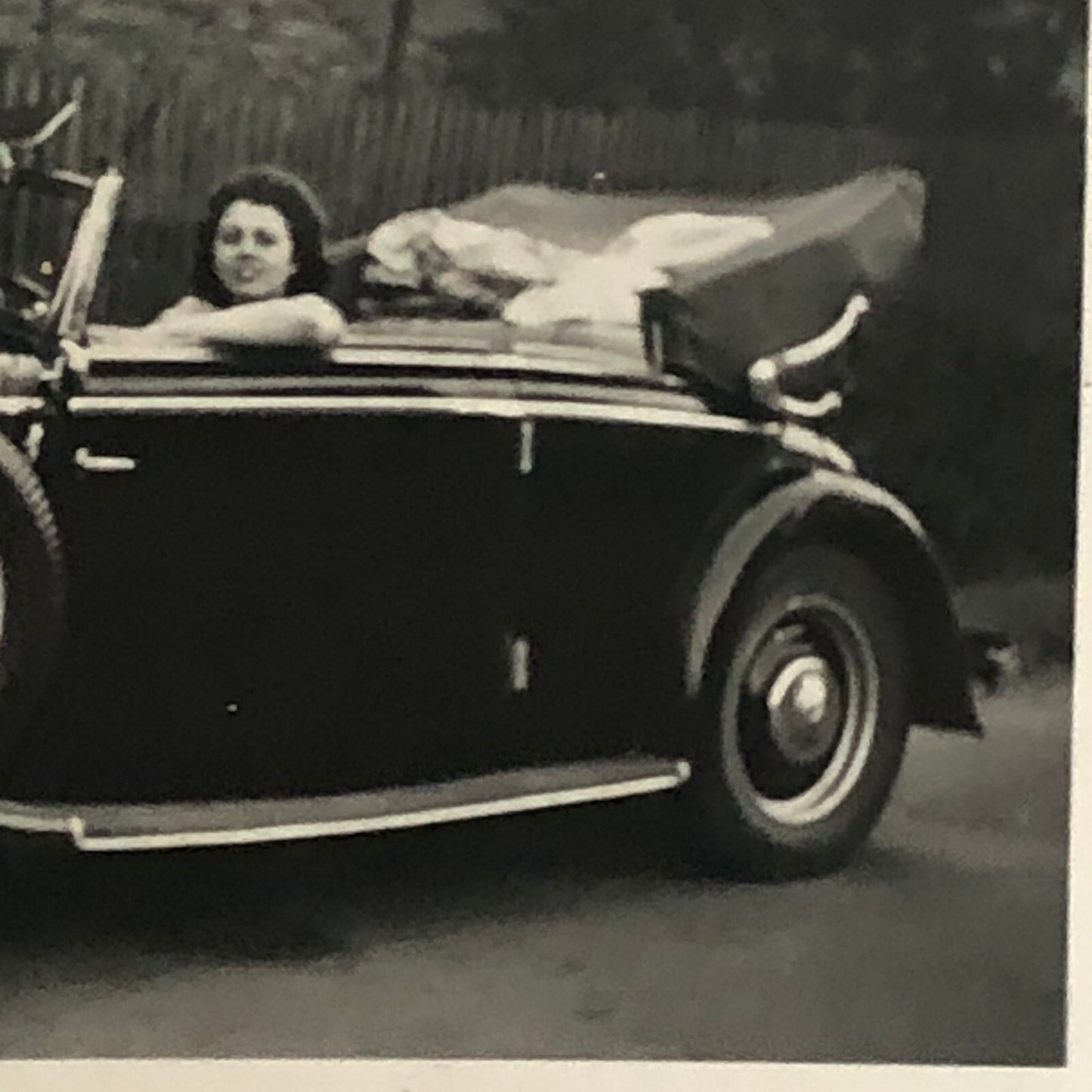 Vintage Photo Photograph Print Woman with Early Mercedes Benz Car Automobile