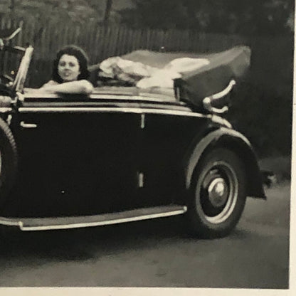 Vintage Photo Photograph Print Woman with Early Mercedes Benz Car Automobile