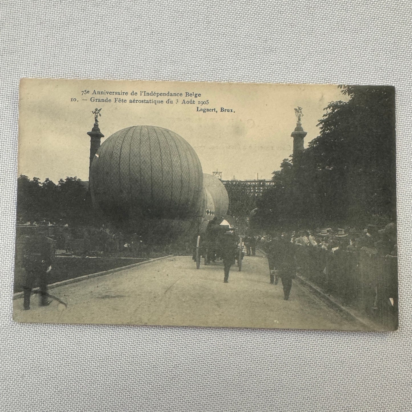 Vintage Airship Balloon Show Belgian Independence 1905 Postcard Belgium