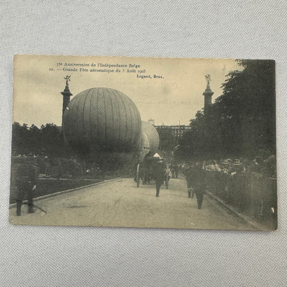 Vintage Airship Balloon Show Belgian Independence 1905 Postcard Belgium