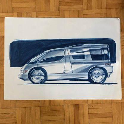 Car Styling Concept Illustration Art Drawing Sketch Vintage Lot 14x NOTTRODT Van