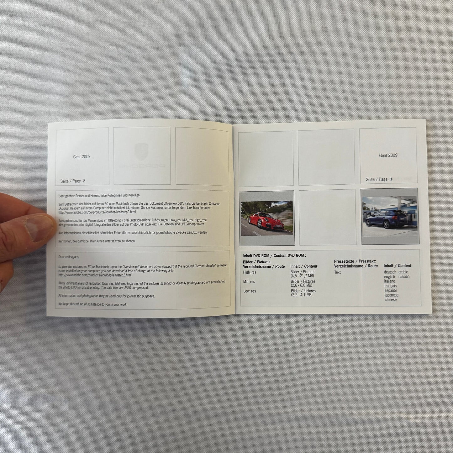 2009 Porsche Press Kit Photo CD Porsche 911 GT3 Cayenne Cayman Boxster S Carrera