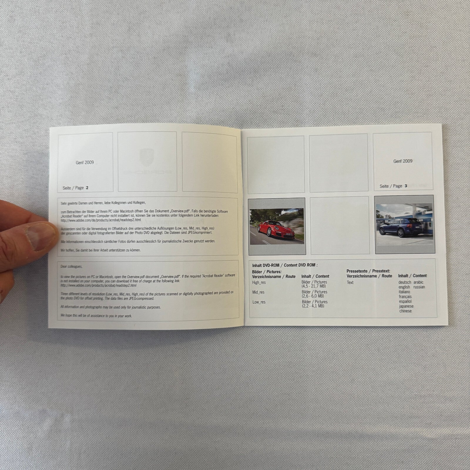 2009 Porsche Press Kit Photo CD Porsche 911 GT3 Cayenne Cayman Boxster S Carrera