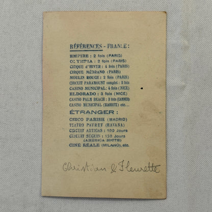 Vintage CIrcus Balancing Act Advertising Card Lot of 2 Christian & Fleurette