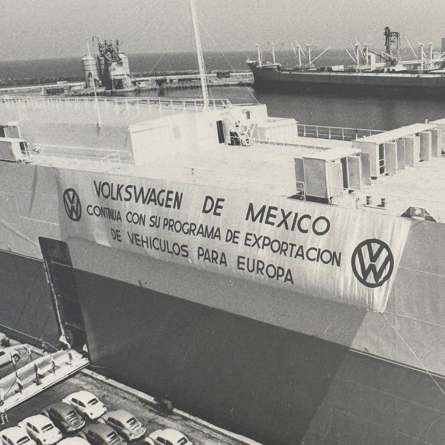 Vintage Volkswagen Mexico Car Transport Ship Boat Photo Photograph Print VW Bug