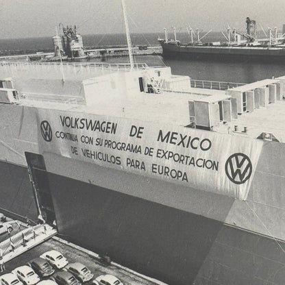 Vintage Volkswagen Mexico Car Transport Ship Boat Photo Photograph Print VW Bug