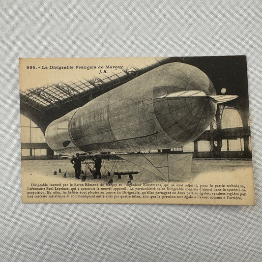 Vintage Airship Dirigible Zeppelin Baron Edmond de Marcay Postcard Post Card