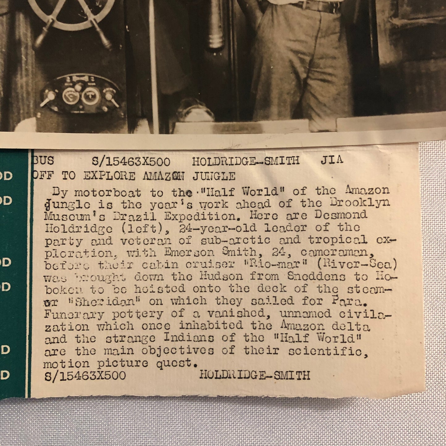 Press Photo Photograph Brooklyn Museum Brazil Expedition Boat Crew Underwood