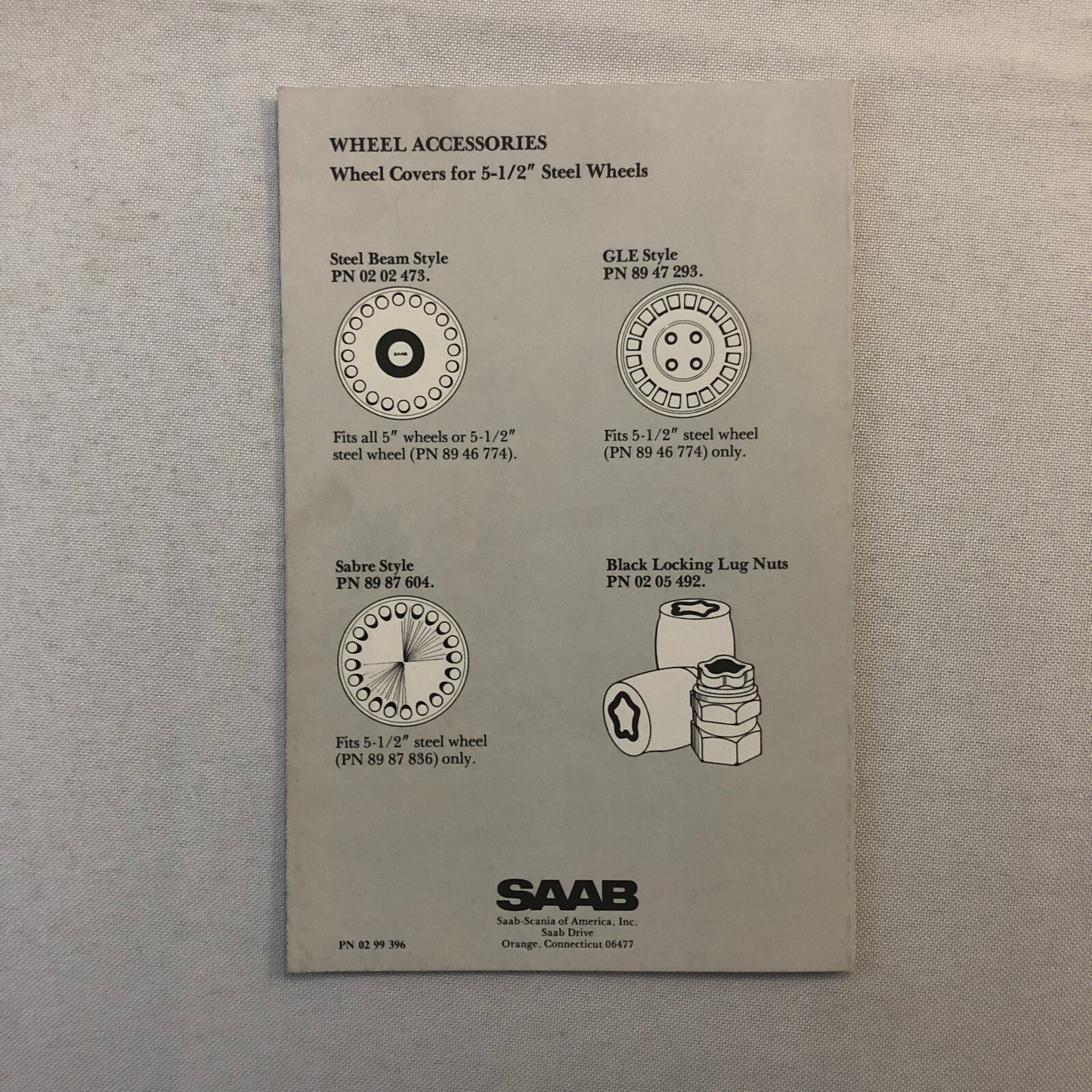 Vintage Saab Car Automobile Winter Tire and Wheel Sales Brochure Catalog