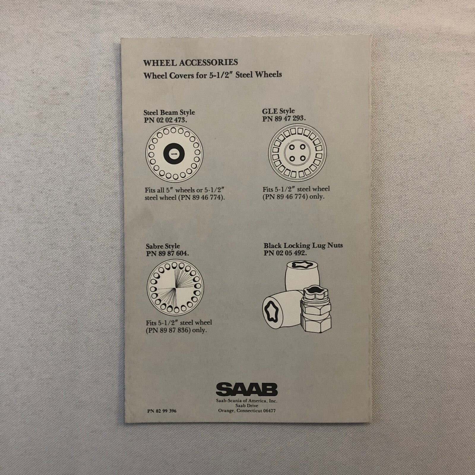 Vintage Saab Car Automobile Winter Tire and Wheel Sales Brochure Catalog