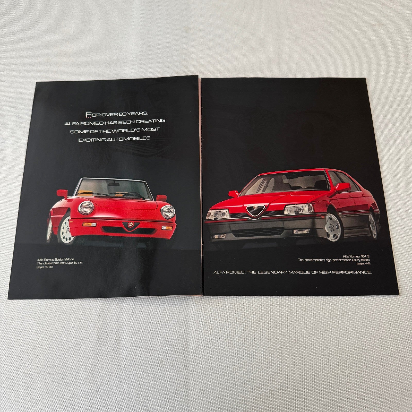 Alfa Romeo 164 and Spider Car Sales Brochure Catalog 1990 1991