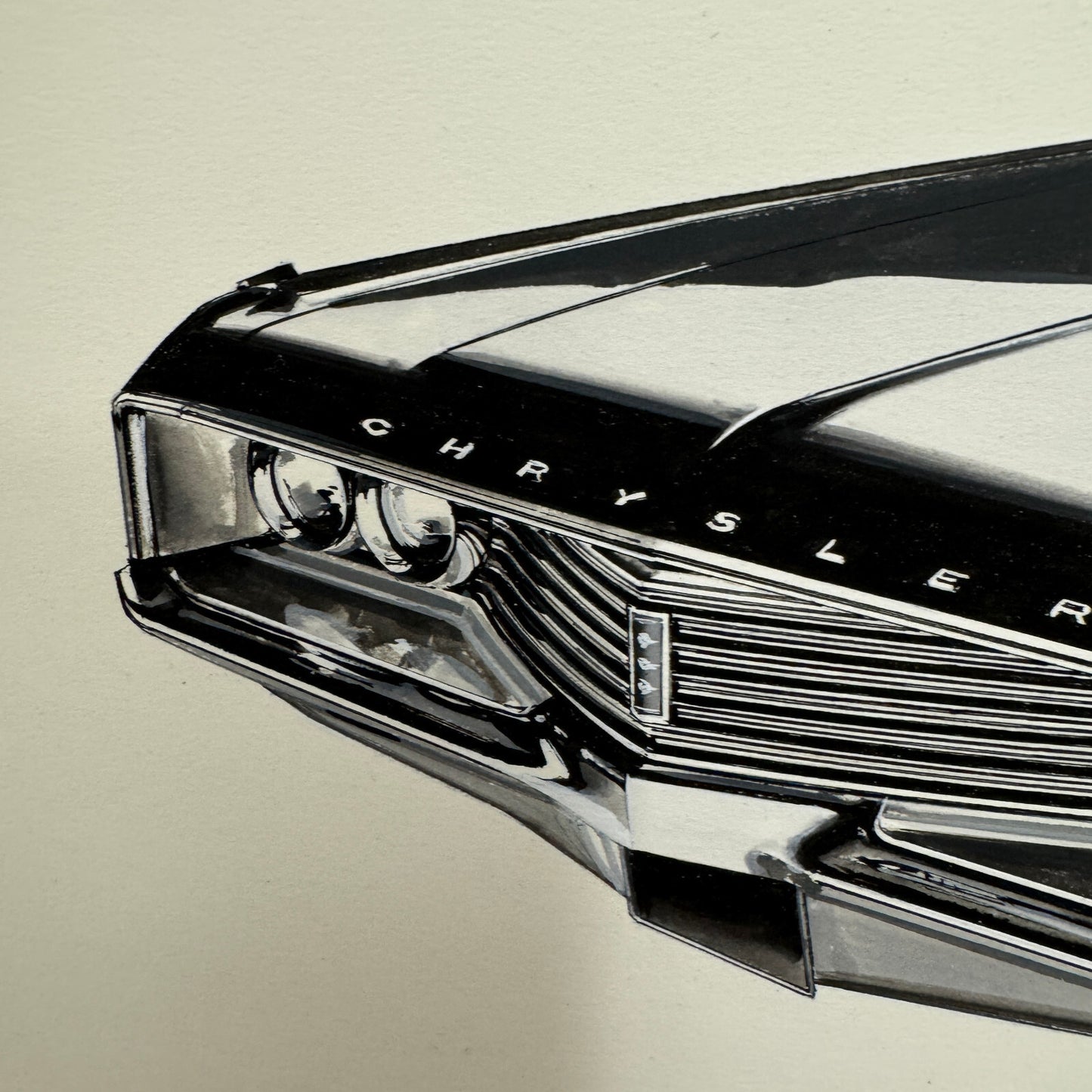 Vintage Chrysler Car Automobile Illustration Art Drawing Hand Drawn Robert Preis