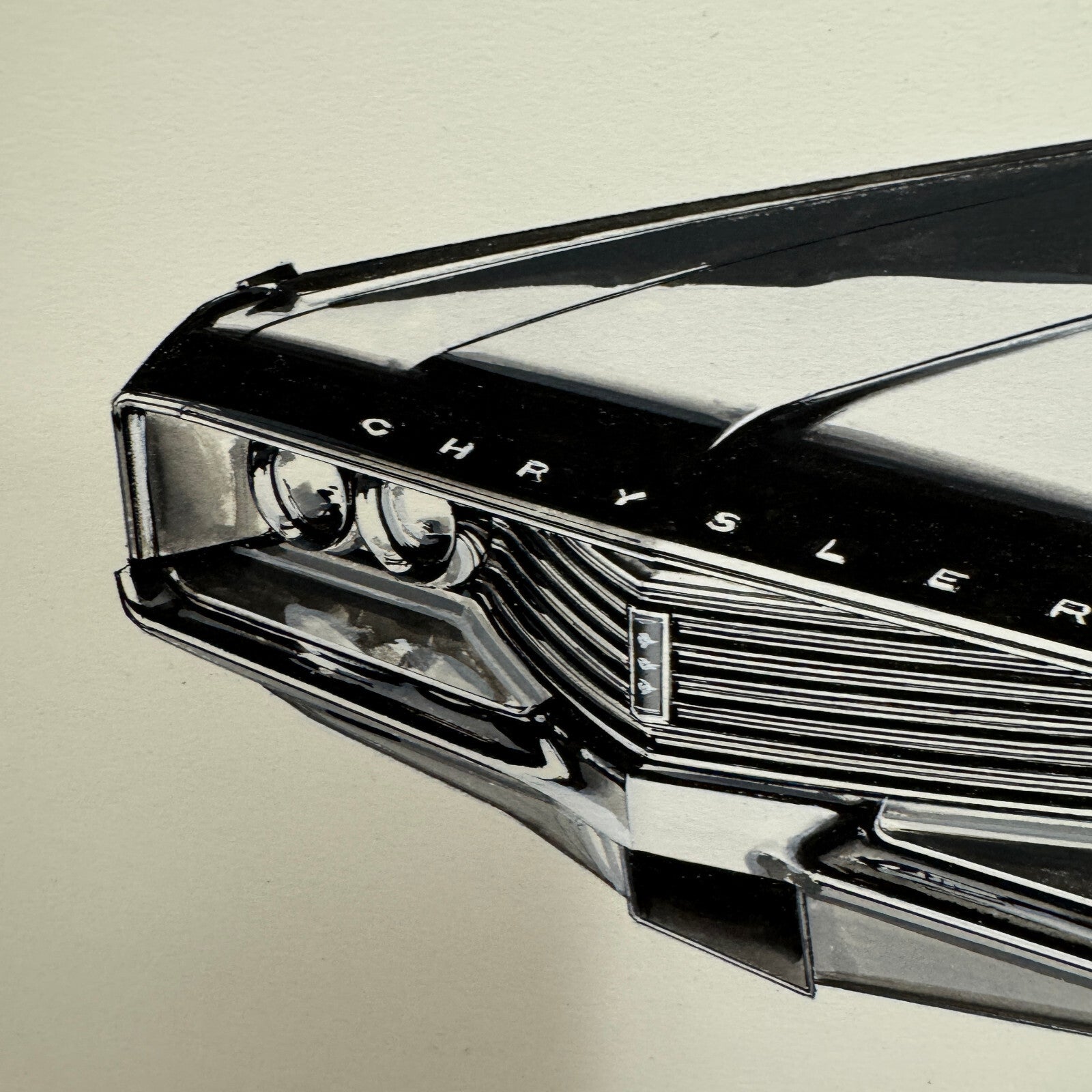 Vintage Chrysler Car Automobile Illustration Art Drawing Hand Drawn Robert Preis