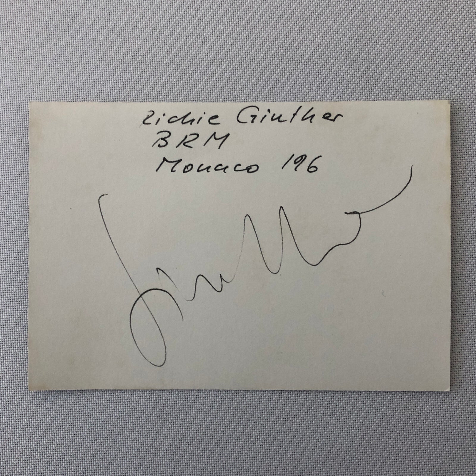 Vintage Racing Photo Photograph Richie Ginther BRM Car Monaco