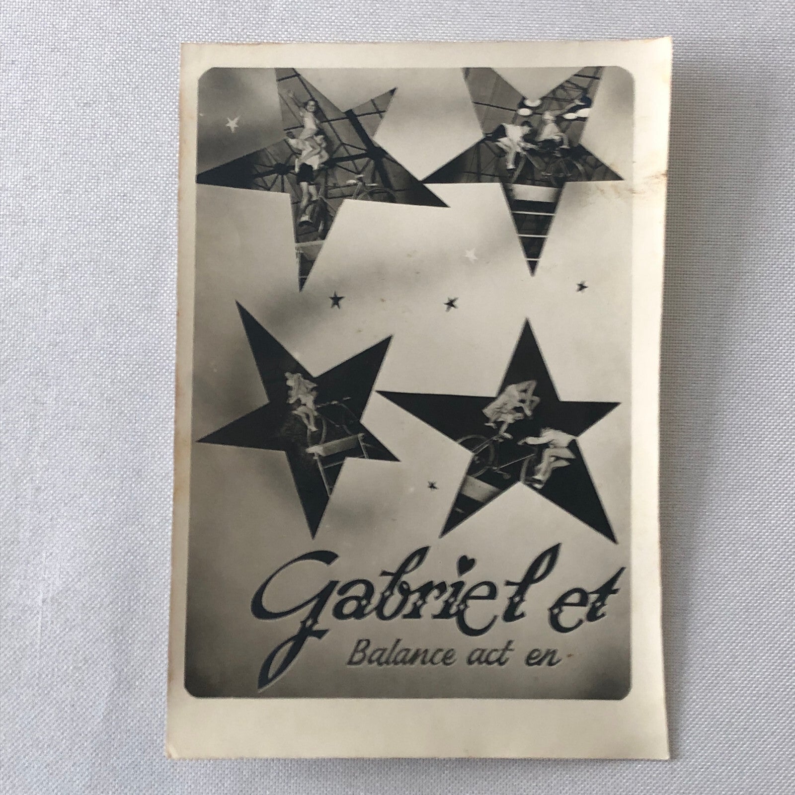 Circus Children Bicycle Balancing Acrobat Acrobatic Act Photo Photograph Vintage