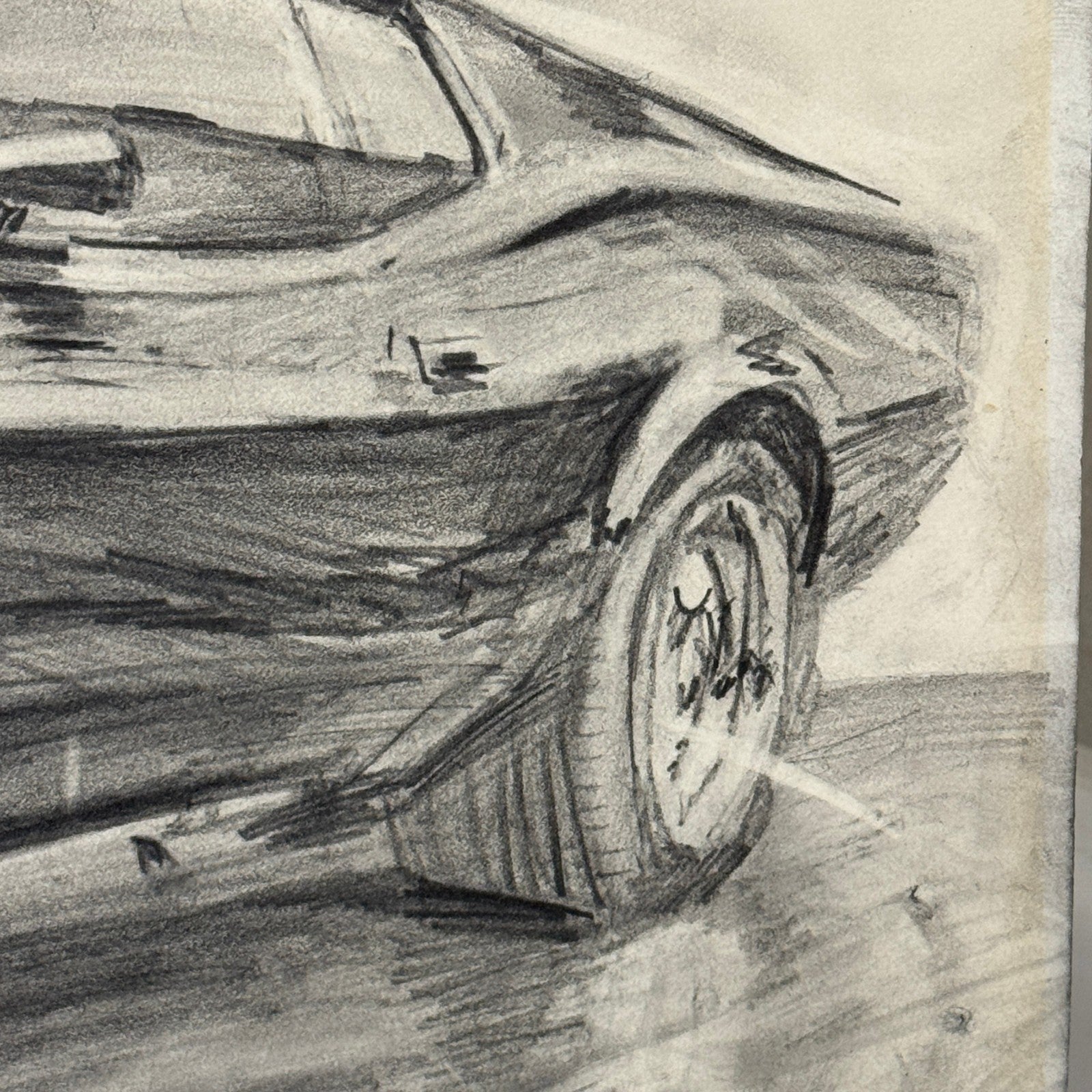 Ford Mustang Vintage Car Illustration Drawing Sketch Original Art Signed