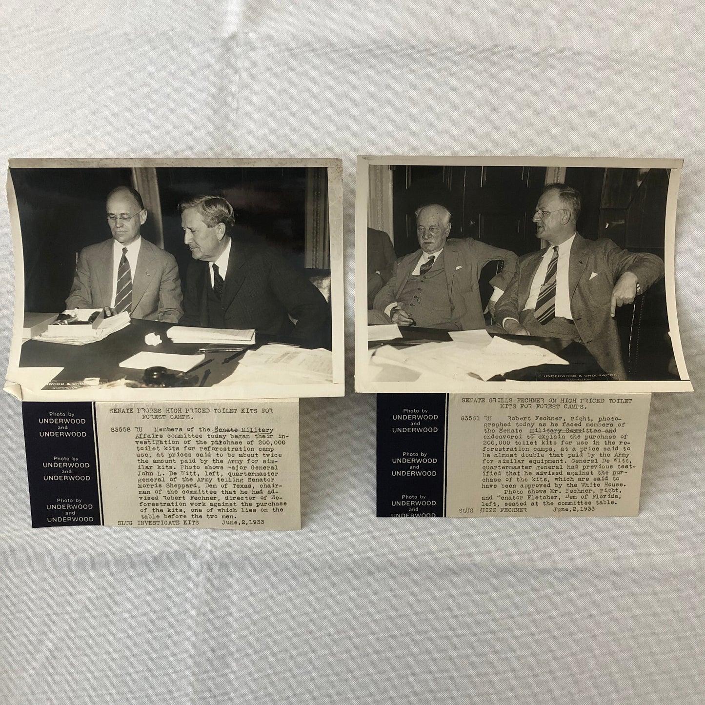 Press Photo Photograph Senate Investigation into High Price Toilet Kits 1933 2x
