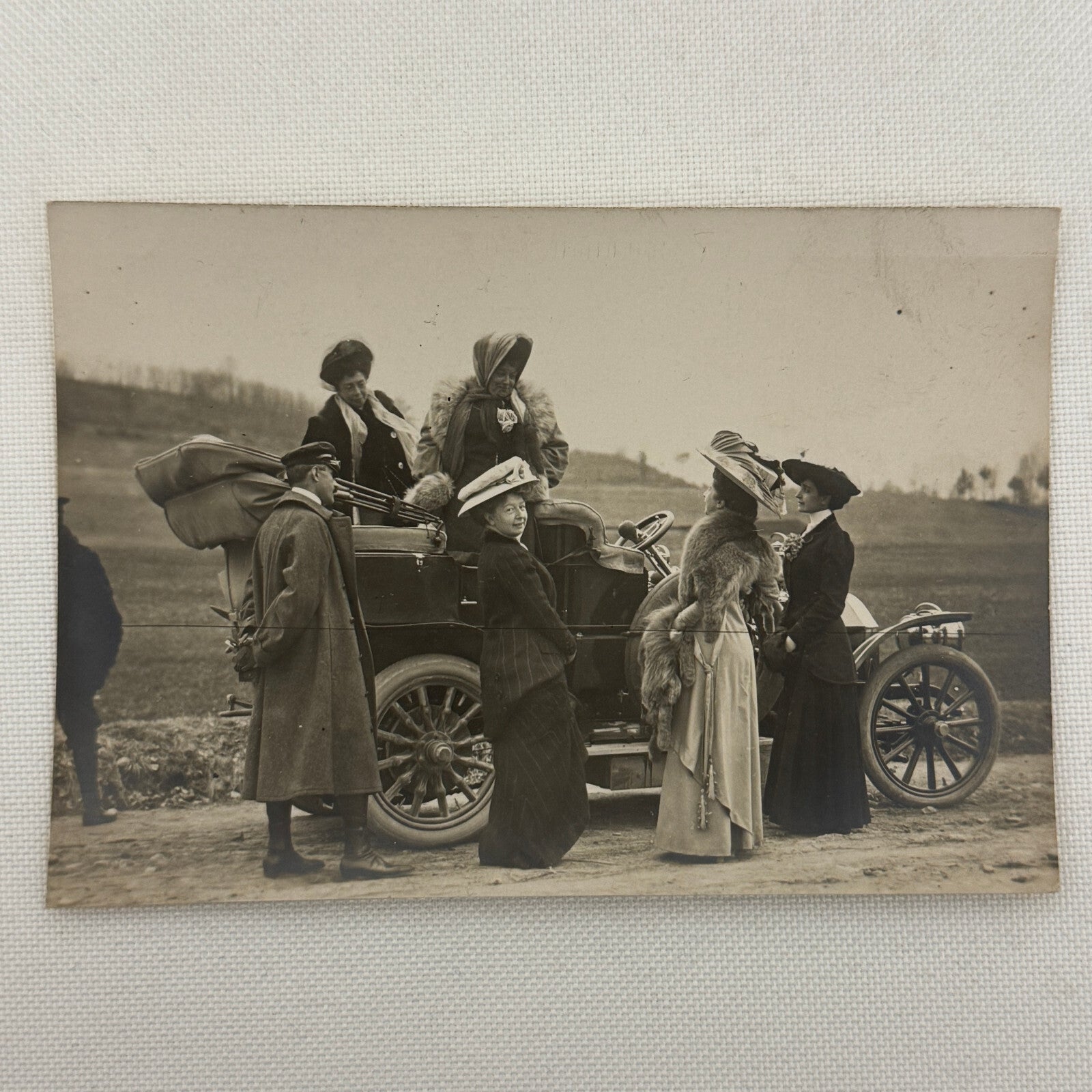 Antique Car Automobile Women Italian Real Photo Postcard RPPC Photograph