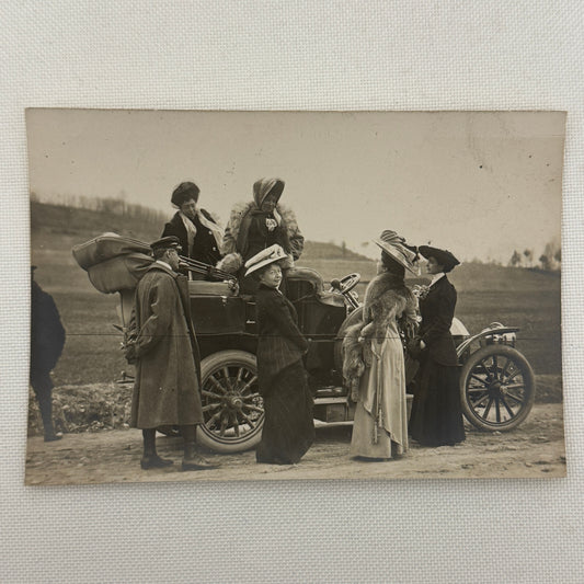 Antique Car Automobile Women Italian Real Photo Postcard RPPC Photograph