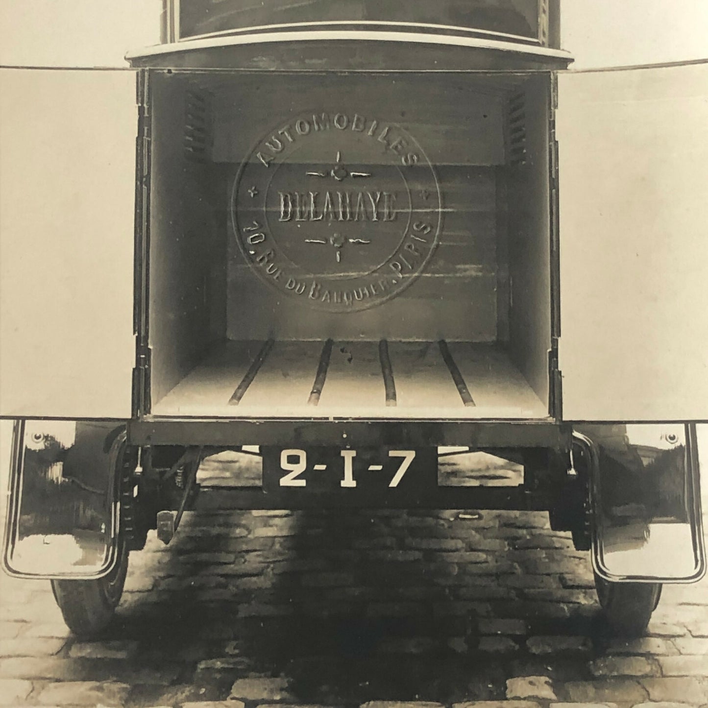 Antique Delahaye Truck Van Photo Photograph with Company Embossed Stamp Vintage 