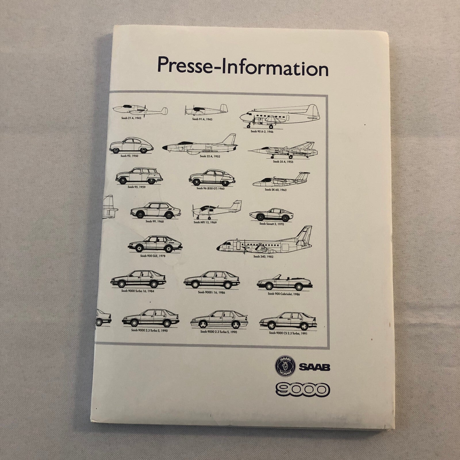 1992 Saab 9000 Car Press Kit Brochure Photos German Text