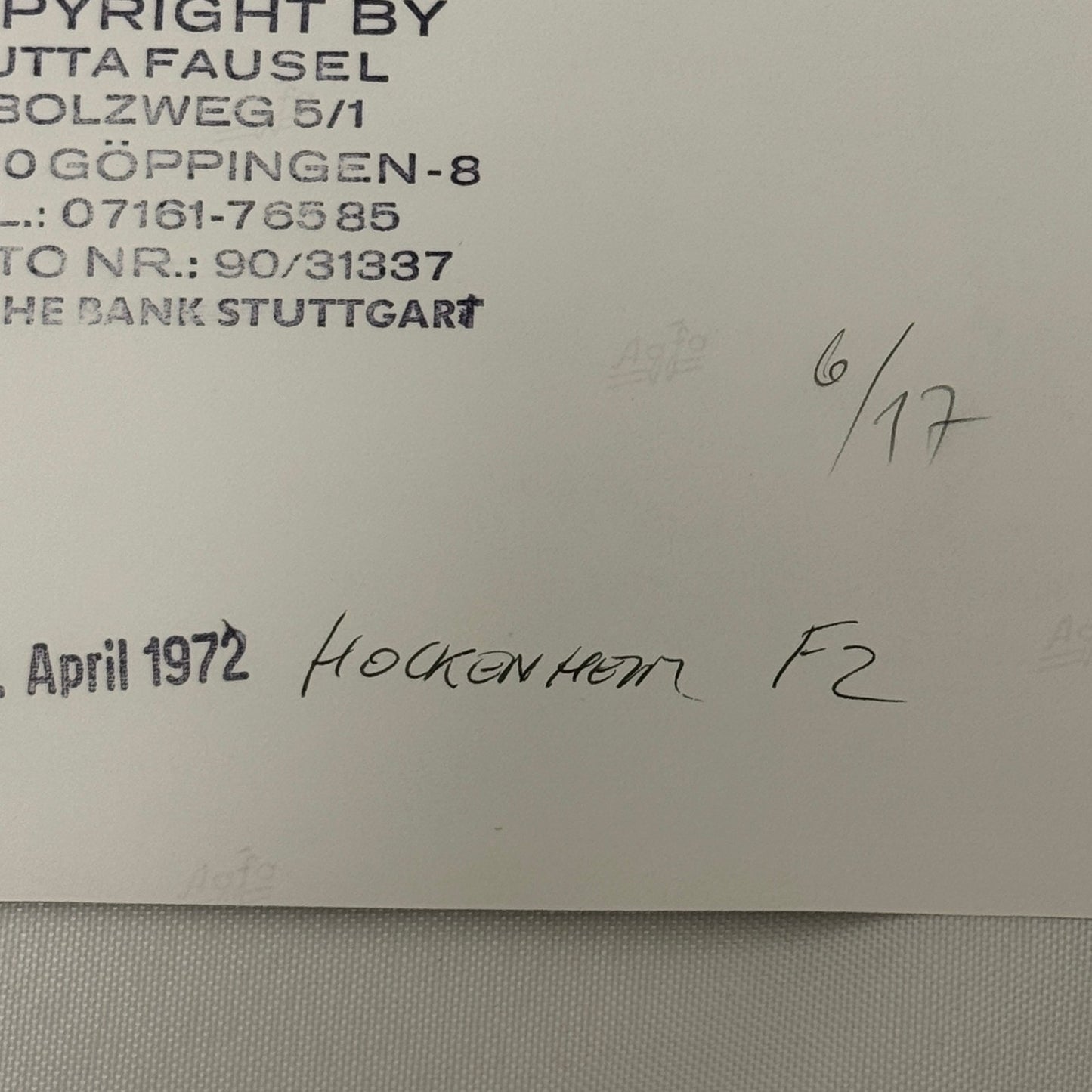 Vintage Racing Photo Niki Lauda Michael Kranefuss 1972 Hockenheim F2 Motorsport