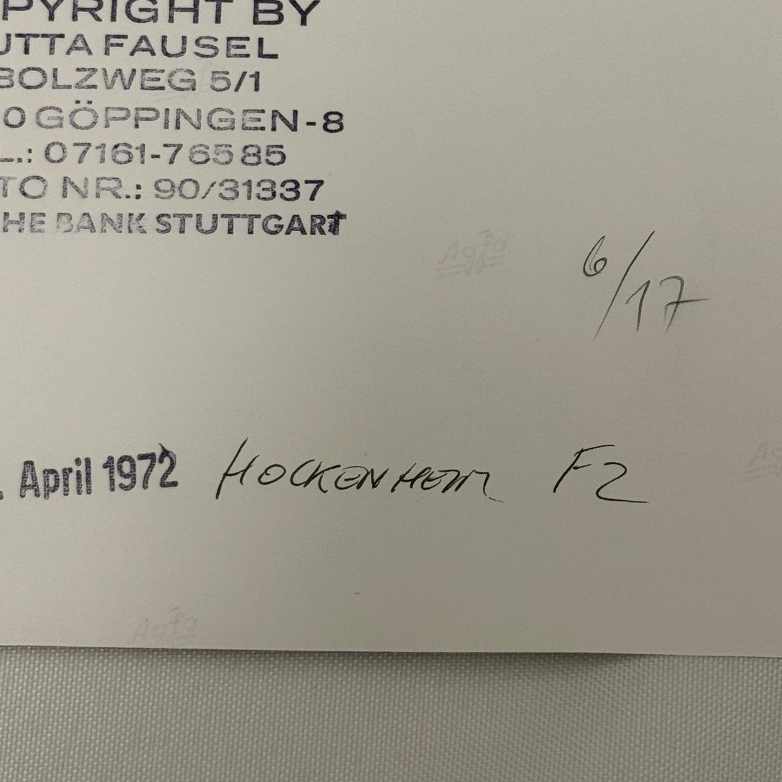 Vintage Racing Photo Niki Lauda Michael Kranefuss 1972 Hockenheim F2 Motorsport