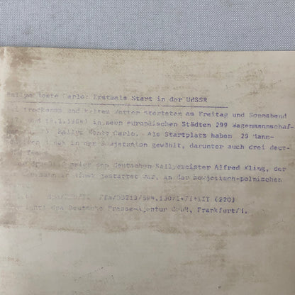 1964 Rallye Monte Carlo Rally DKW Audi Car Press Photo