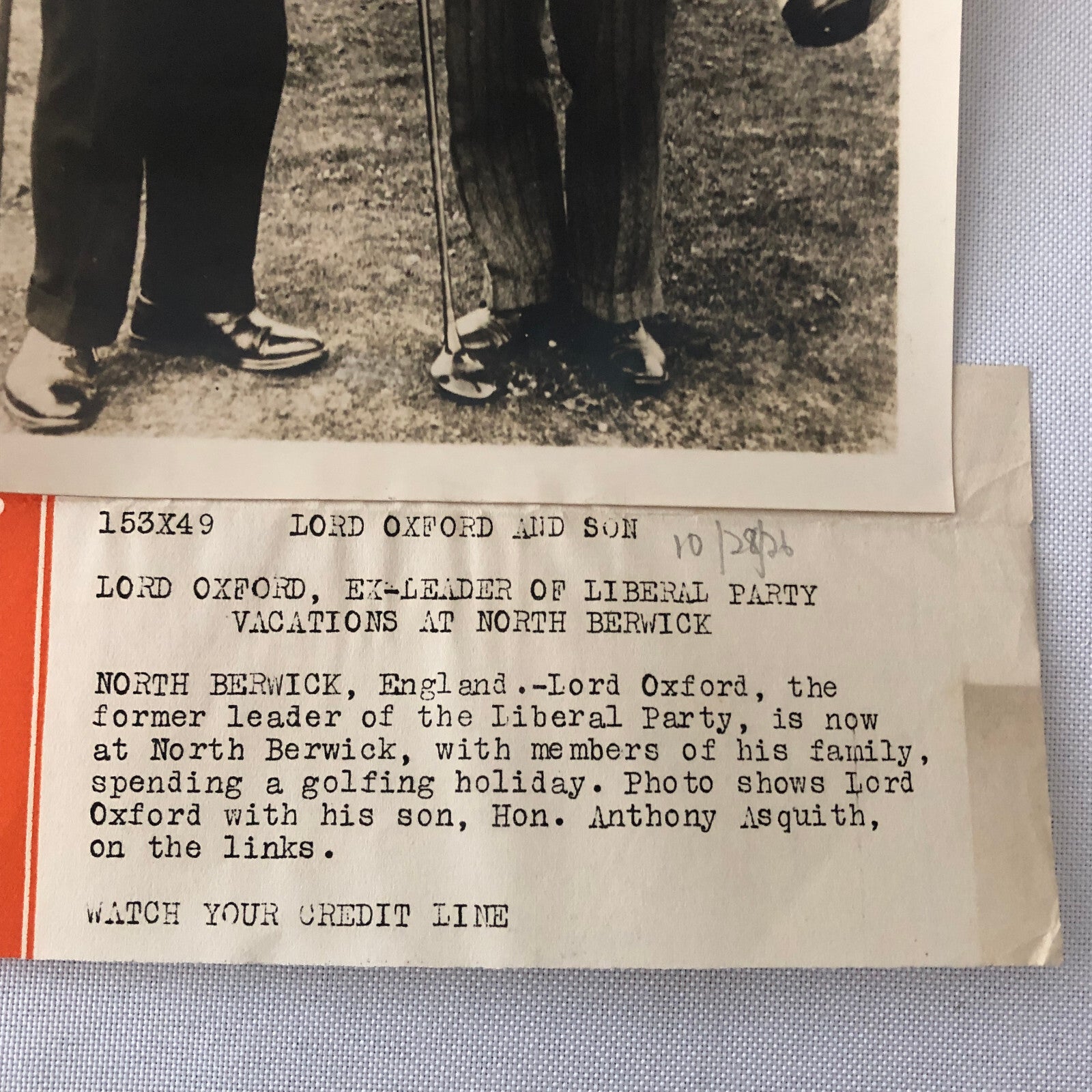 Press Photo Photograph British Lord Oxford Liberal Party Leader and Son Golfing