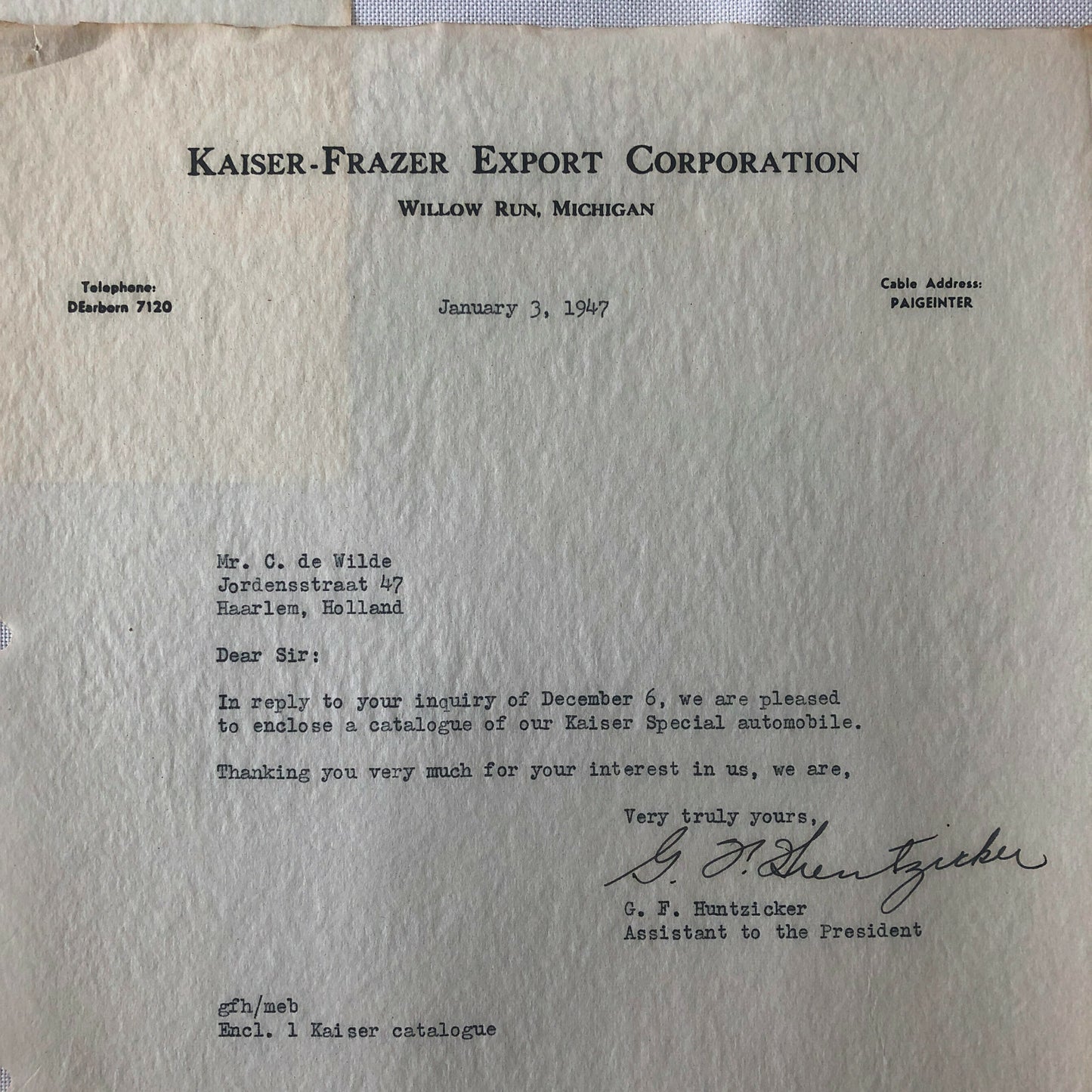 1947 - 1951 Kaiser Frazer Export Corporation Letter Letterhead Lot of 3