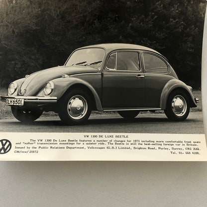 Vintage Volkswagen VW Beetle Factory Press Photo Photograph Print