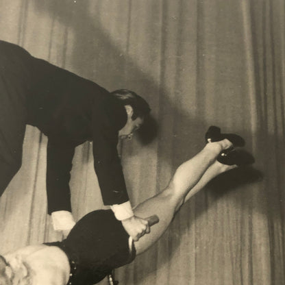 Circus Performer Man Woman on Bicycle Balancing Act Real Photo Postcard RPPC