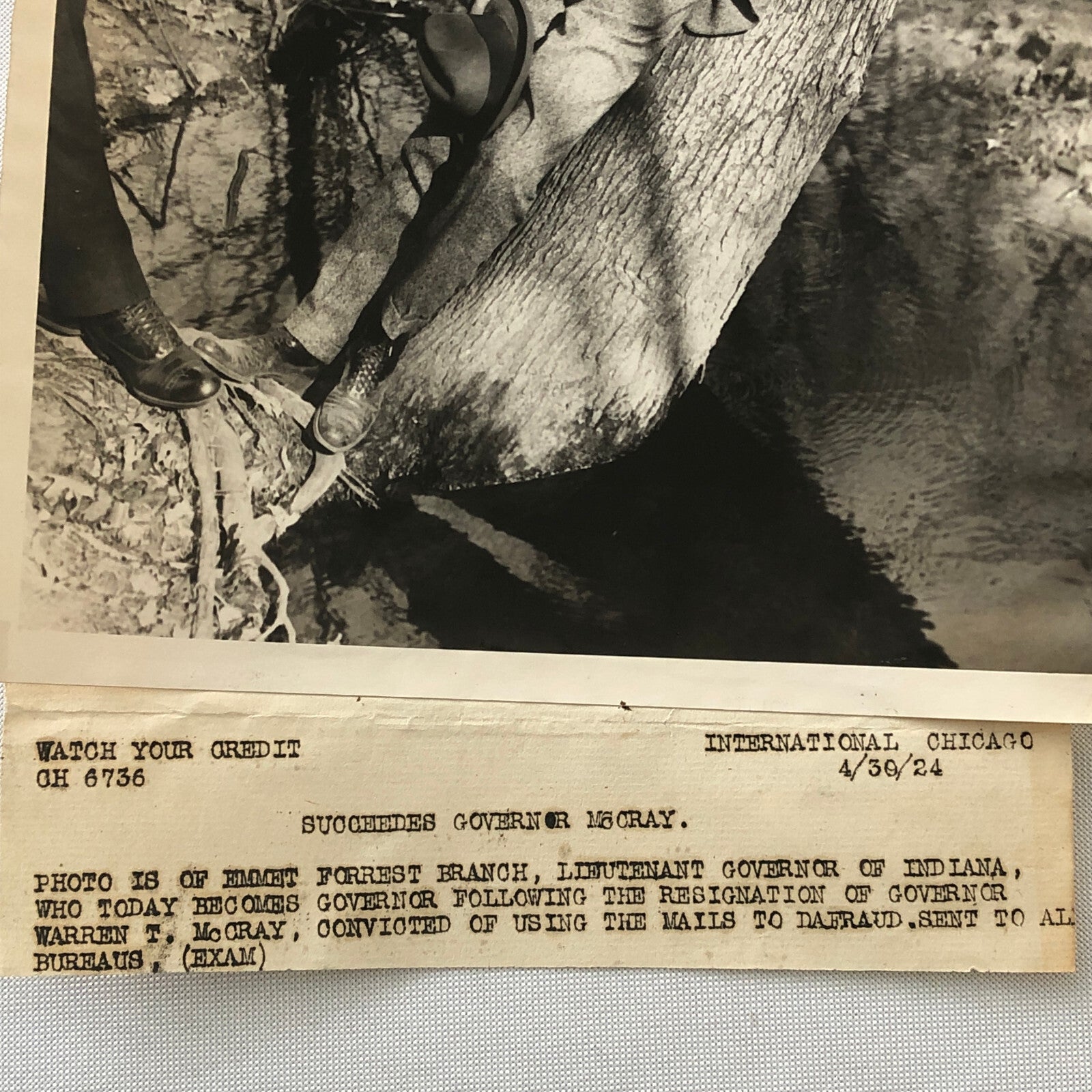 Press Photo Photograph Indiana Governor Emmet Forrest Branch Portrait 1924