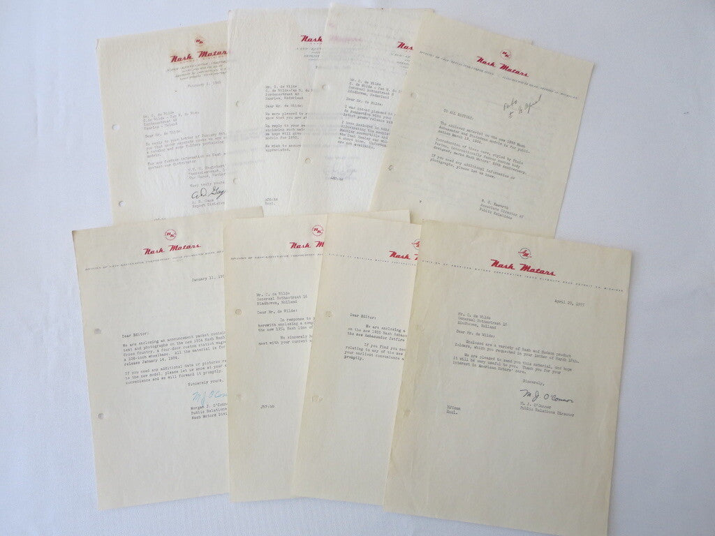 1949 - 1955 Nash Motors Car Company Letter Letterhead Document Lot of 8